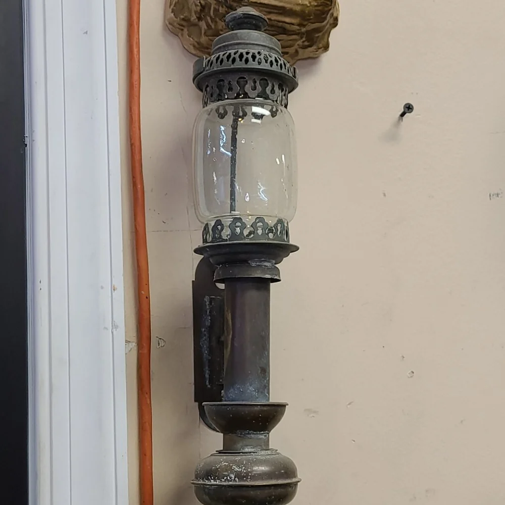 Antique Great Western Railway rustic oxidized Copper  Wall Lantern vintage